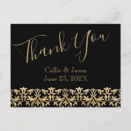 Postal Fancy Gold Lettering on Black Gracias Card
