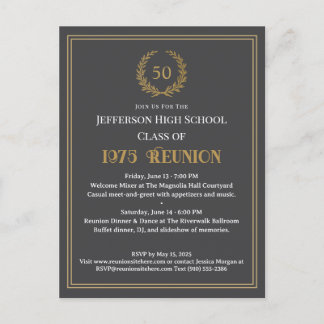 Postal Fancy Gray 50 Year Class Reunion Laurel Wreath