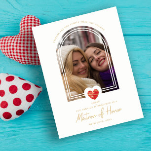 Postal Fancy Matron of Honor Red Heart Photo Proposal