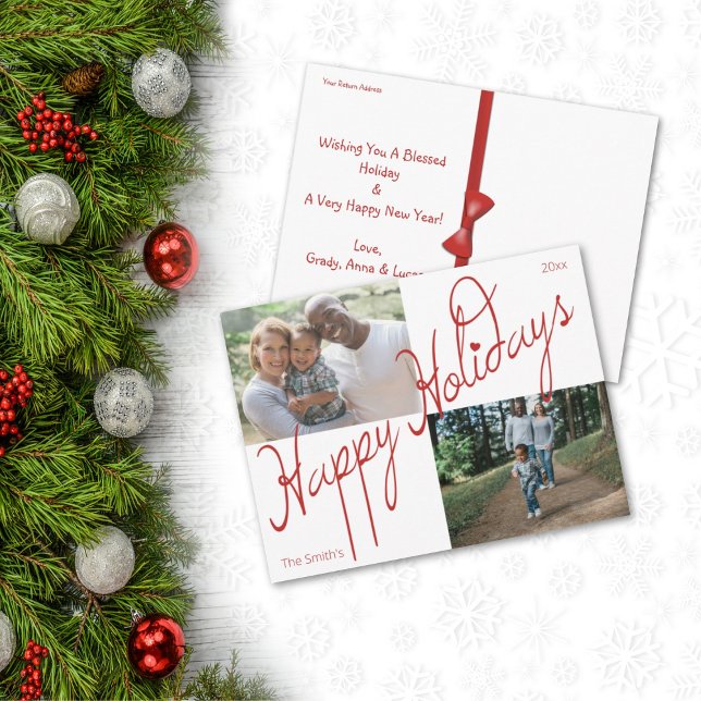 Postal Fancy Script Happy Holidays 2 Photo Navidad Post (Subido por el creador)