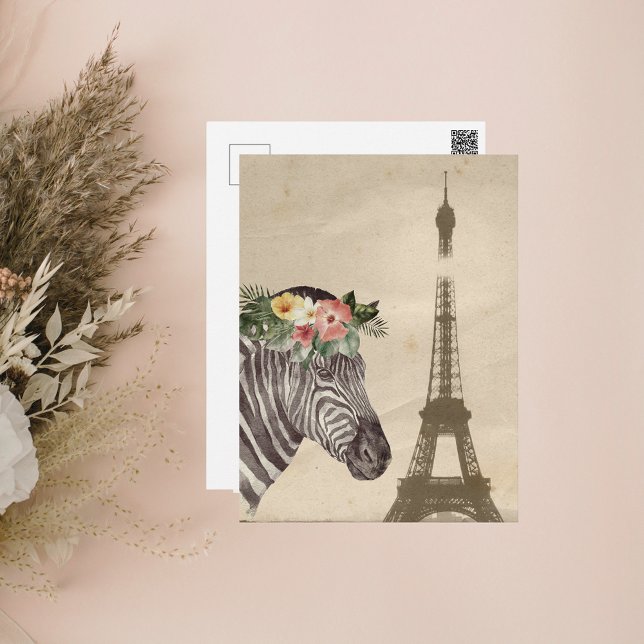 Postal Fancy Zebra & Torre Eiffel (Subido por el creador)