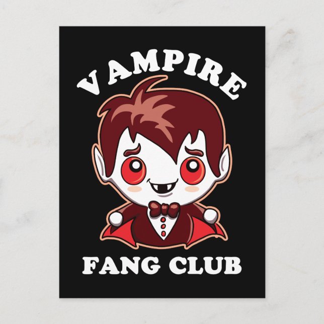 Postal Fang Club | Pun Gracioso Y Vampiro Cute (Anverso)