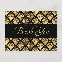 Postal Fans geométricos elegantes de oro y arte negro