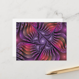 Postal Fantasía abstracta colorida fractal morada alucina