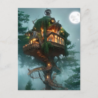 Postal Fantasía Arte Digital de la Casa de Árbol