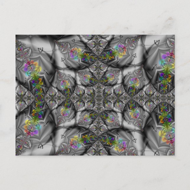 Postal Fantasía | Arte fractal arcoiris (Anverso)