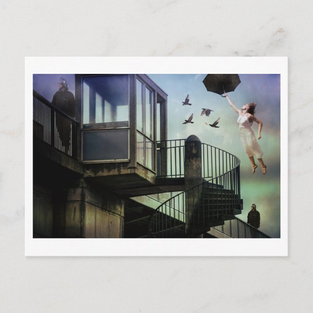 Postal Fantasía artística surrealista en la policía (Anverso)