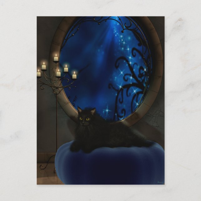 Postal Fantasía azul de medianoche (Anverso)