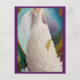 Postal Fantasía Boda de pavo real blanco vestido de moda 