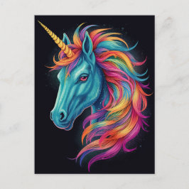Postal Fantasía colorida en Rainbow Unicorn