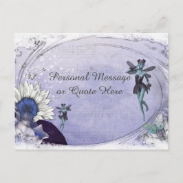 Postal Fantasía con girasol azul personalizado