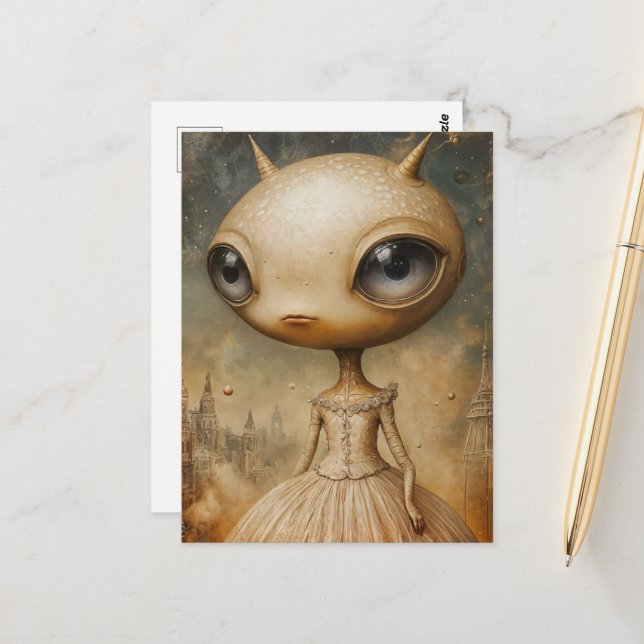 Postal Fantasía de Alien Adorable (Anverso/Reverso In Situ)