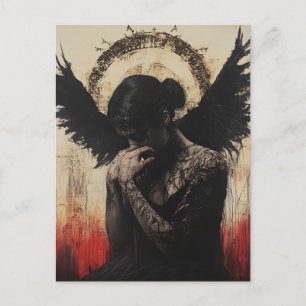 Postal Fantasía de Ángel Oscuro Triste