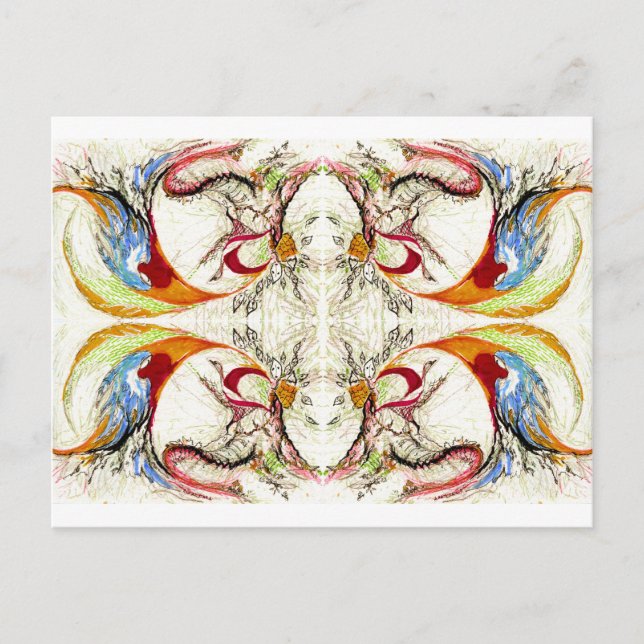 Postal Fantasía de árboles y aves (Anverso)