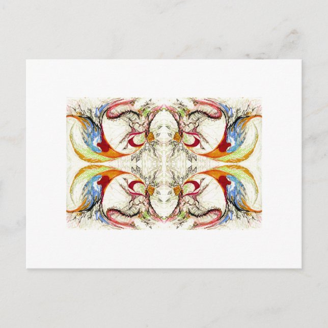 Postal Fantasía de árboles y aves (Anverso)