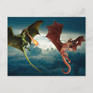 Postal Fantasía de batalla de fuego de dragón