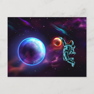 Postal Fantasía de Ciencia Ficción Astronauta de Balonces
