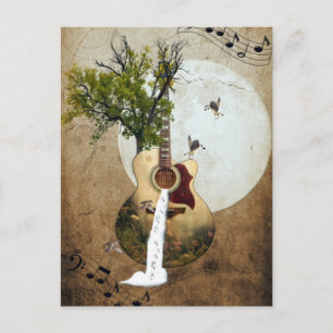 Postal Fantasía de Guitarra Decorada