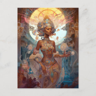 Postal Fantasía de la diosa negra afroamericana