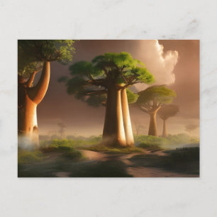 Postal Fantasía de la Selva Baobab de Madagascar