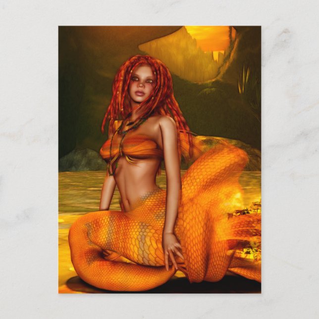 Postal Fantasía de la serie Mermaid "Coraleen" (Anverso)