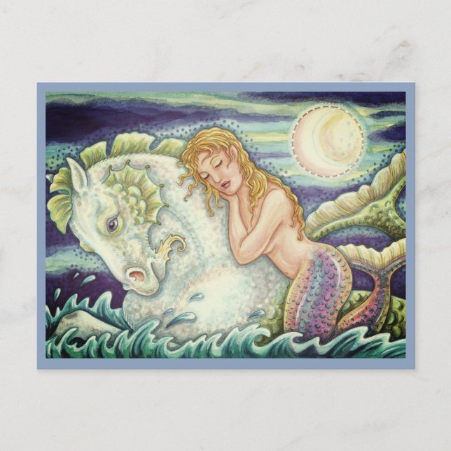 POSTAL FANTASÍA DE SAILOR MERMAID RIDING MERHORSE (Anverso)