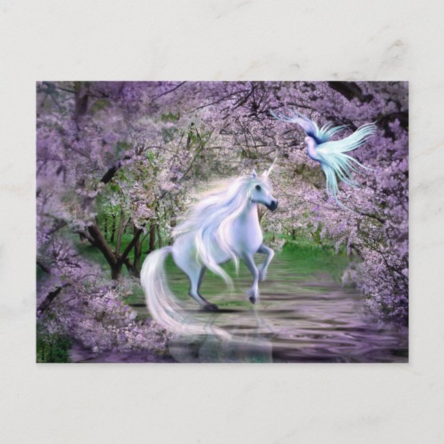 Postal Fantasía de Spring Unicorn (Anverso)
