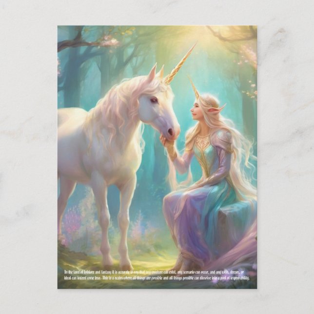 Postal Fantasía de Unicorn (Anverso)