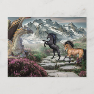 Postal Fantasía de Unicorn Dragon Bronze