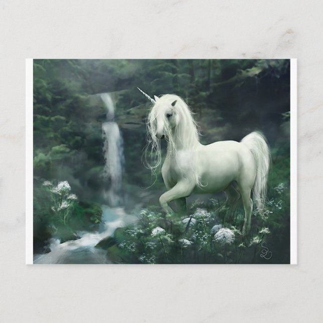 Postal fantasía de unicornio (Anverso)