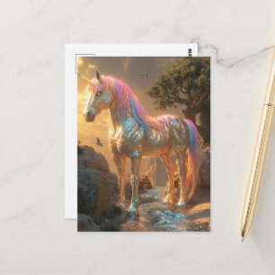 Postal Fantasia de Unicornio de Iridescencia