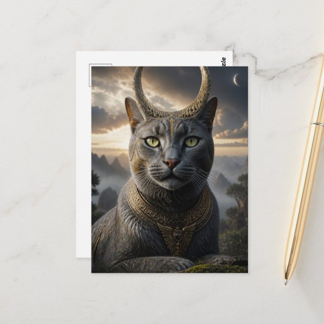 Postal Fantasía del Dios Gato (Anverso/Reverso In Situ)