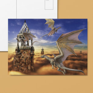 Postal Fantasia del dragón volador paisaje cielo