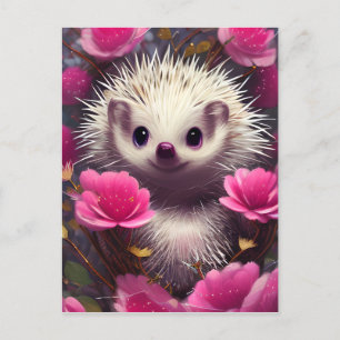Postal Fantasía Detallada Cute Kawaii Valentine Hedgehog