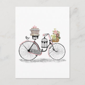 Postal Fantasía empujar bicicleta