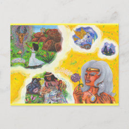 Postal Fantasía en acuarela Diosa Sueños Amor Dimensión