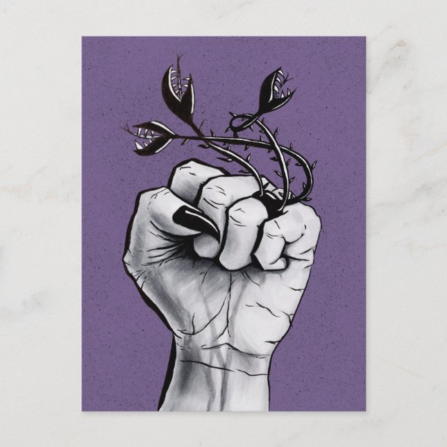 Postal Fantasía gótica siniestra bruja (Anverso)