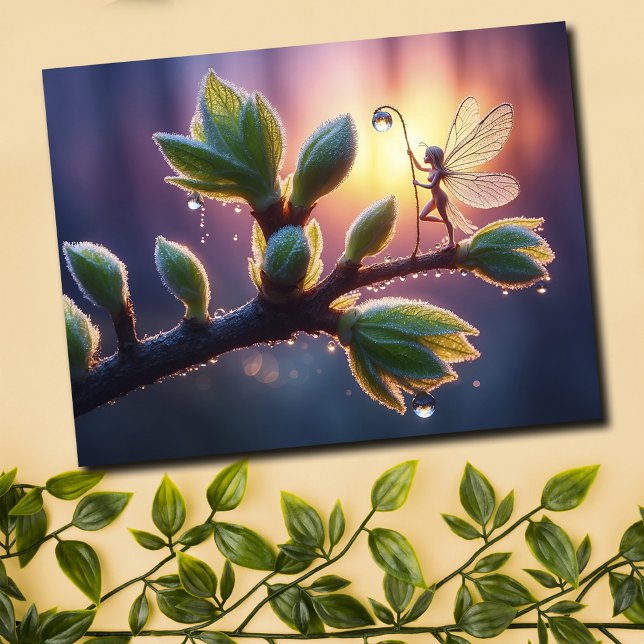 Postal Fantasía hadas rocío lindo bosque encantado arte l (Subido por el creador)