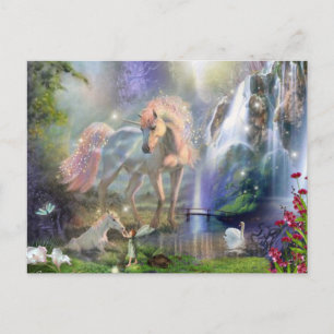 Postal fantasía - Madre unicornio y su potro