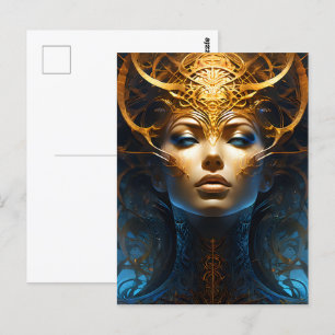 Postal Fantasía mágica mujer de arte