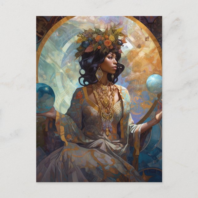 Postal Fantasía negra hechicería Fantasía mágica (Anverso)