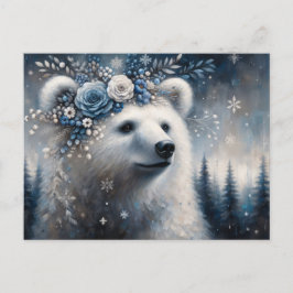 Postal Fantasía Oso Polar Invierno Maravilla
