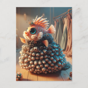 Postal Fantasía Pescado en un vestido