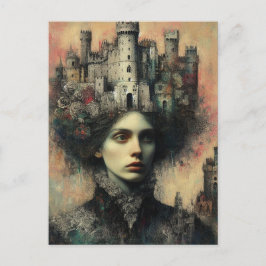 Postal Fantasía Reina de cuento de hadas con Castillo en