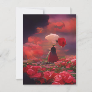 Postal Fantasía Rosa en el cielo