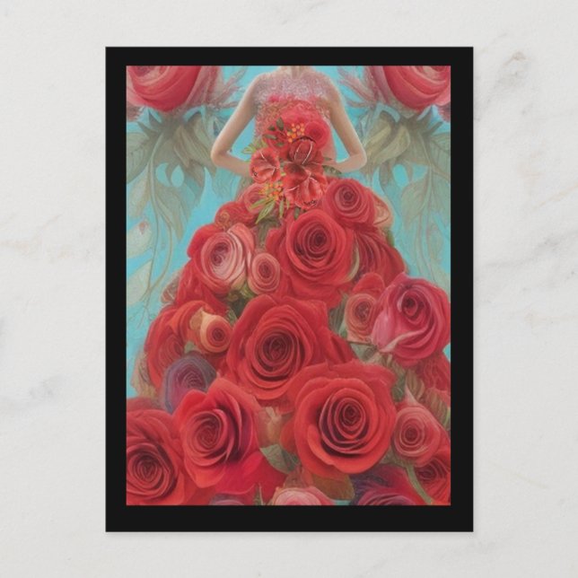 Postal Fantasía Roses Roses Roses Boda Vestido Gótico Nov (Anverso)