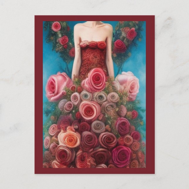 Postal Fantasía Roses Roses Roses Boda Vestido Gótico Nov (Anverso)
