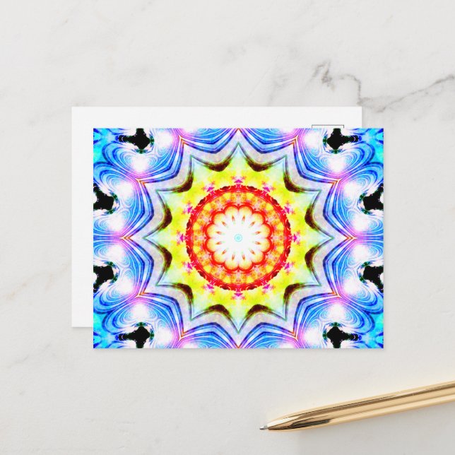 Postal Fantasía Sacerdote Mage Magia Vibrante Mandela (Anverso/Reverso In Situ)