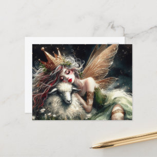 Postal Fantasía Sleepe Fairy Queen y su oveja