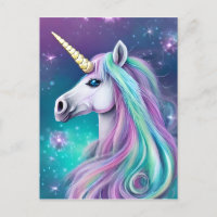 Fantasía Unicornio con pelo azul y rosa